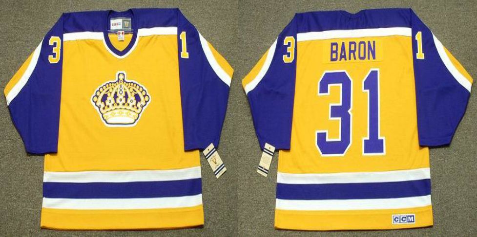 2019 Men Los Angeles Kings #31 Baron Yellow CCM NHL jerseys